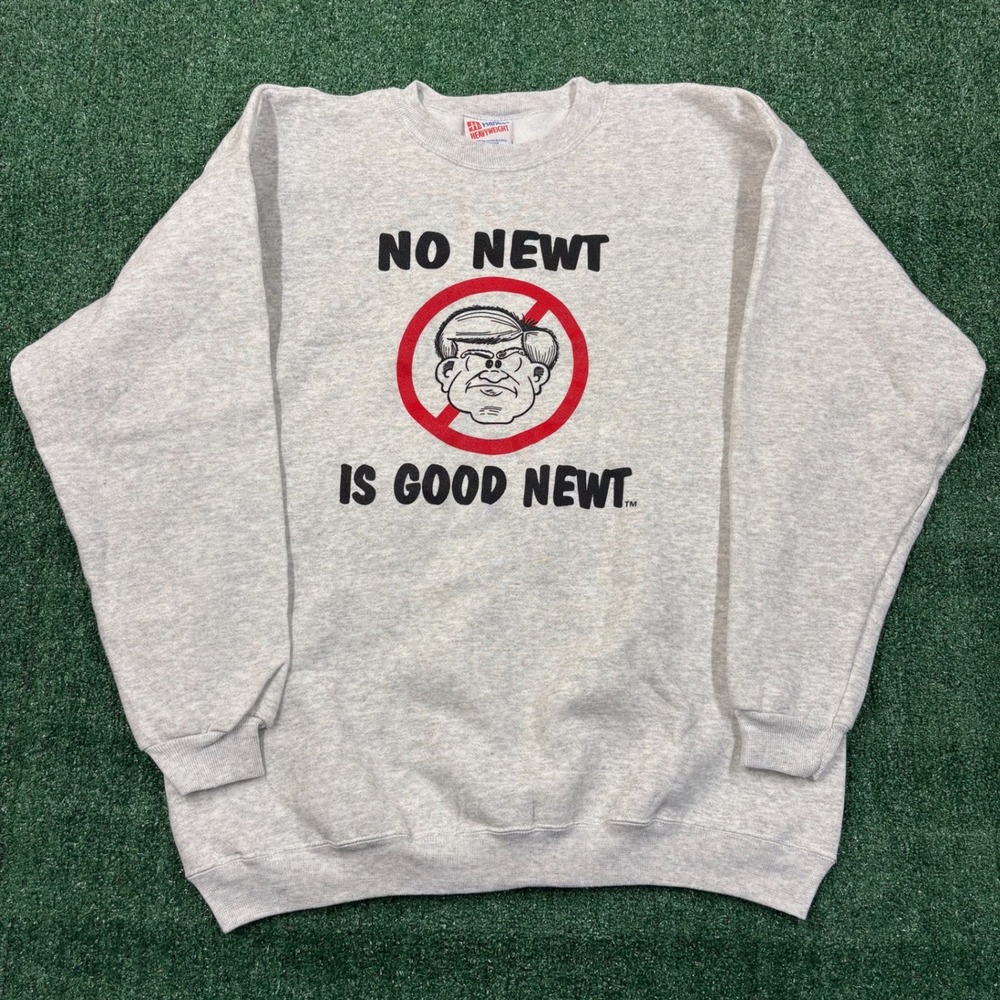 Vintage 90s Hanes Heavyweight No Newt Is Good Newt Crewneck Sweatshirt